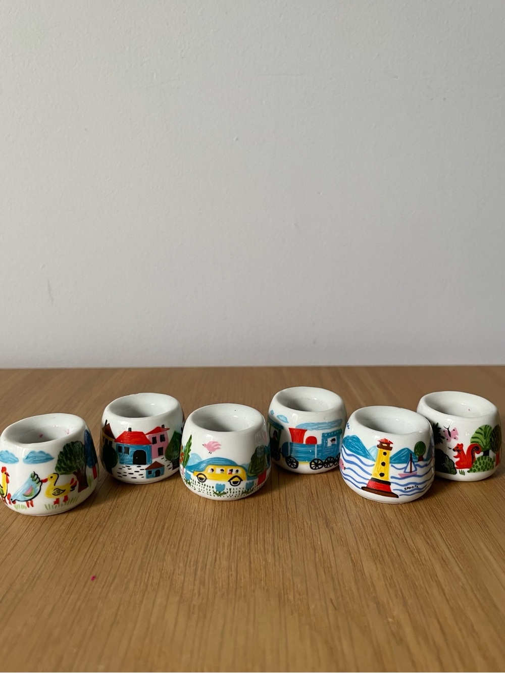 Vintage MCM Funny Design Tiny Taper Candle Holders West Germany Set of 6
